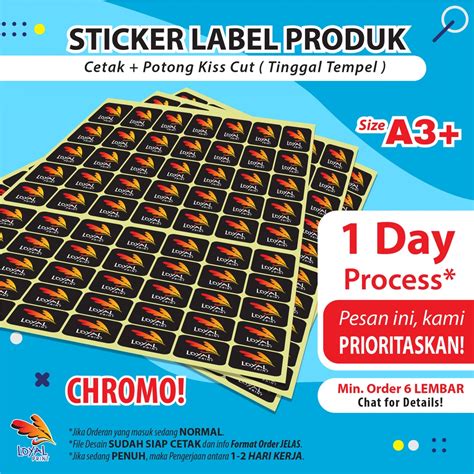 Jual PRIORITAS Cetak Stiker Chromo Cutting Label Kemasan Produk