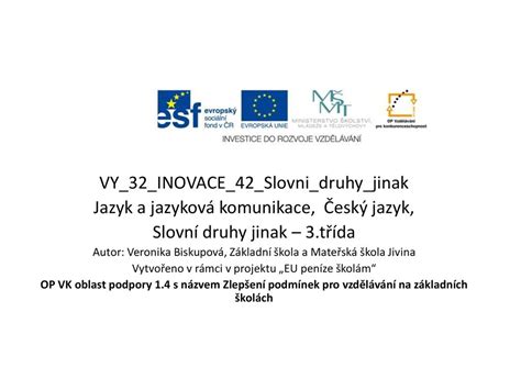 VY 32 INOVACE 42 Slovni druhy jinak ppt stáhnout