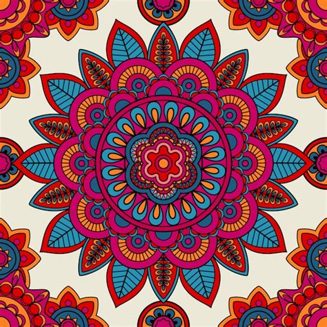 Premium Vector Mandala Boho Hand Drawn Seamless Pattern