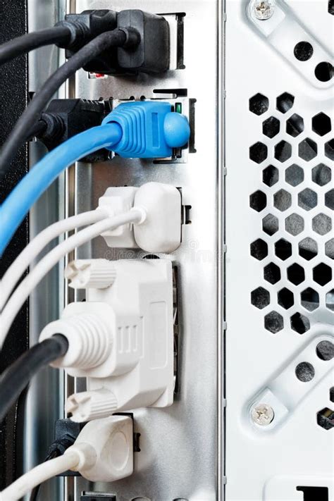 Back Panel Connectors Of The Computer Motherboard Stock Photo Image