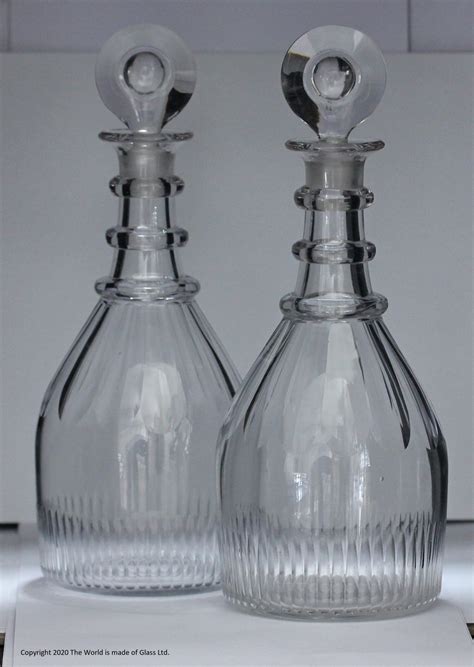 Pair Of Georgian Three Ring Prussian Style Decanters The World Is Made Of Glass