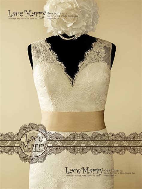 Sexy V Neckline And Deep V Cut Back Lace Wedding Dress Etsy