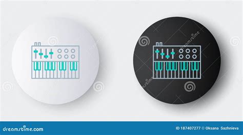 Icona Del Sintetizzatore Musicale Di Linea Isolata In Fondo Grigio