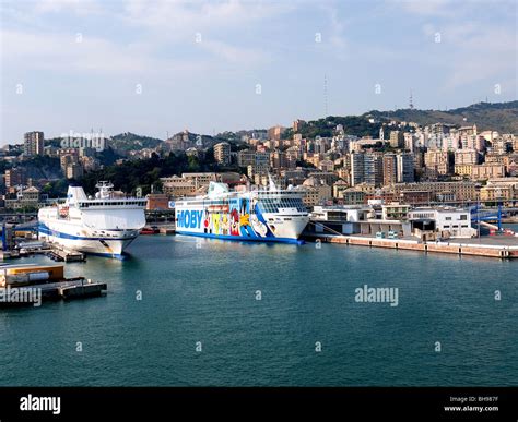 Cruise Ships In Genoa Harbour Italy Stock Photo Alamy