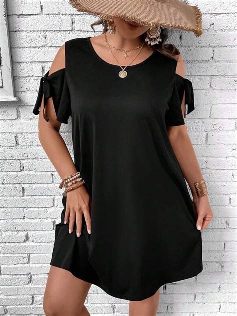 Shein Vcay Plus Cold Shoulder Dress Shein