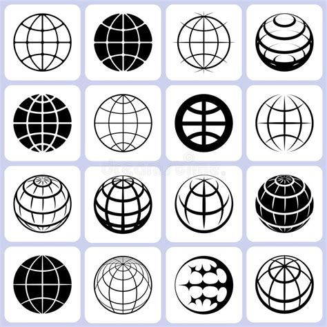 Vector Black Globe Icons Set Stock Vector Illustration Of Background