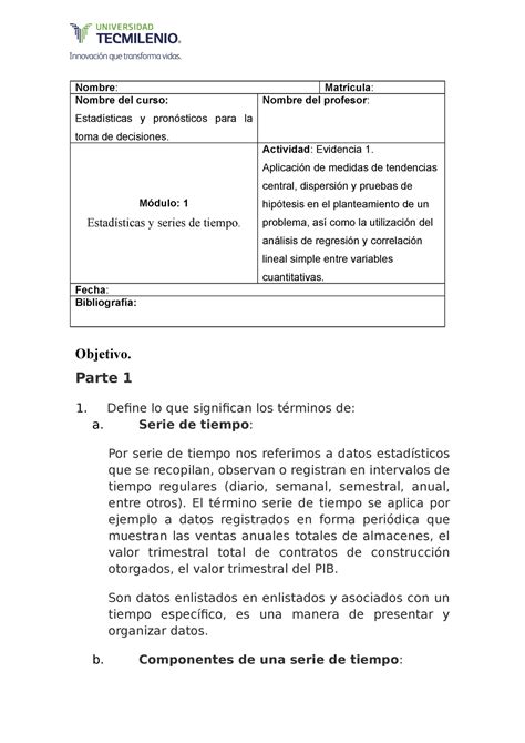 Evidencia 1 Estadisticas Y Pronosticos PARA LA TOMA DE Desiciones