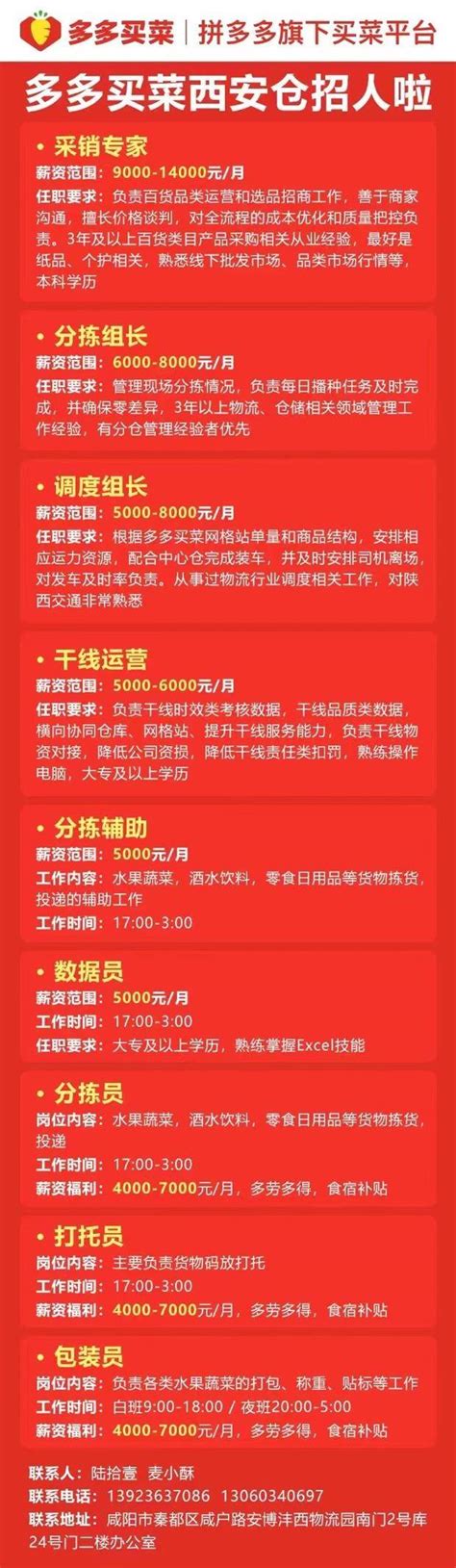 西安市倡议市民参与快递外卖配送 陕西多多买菜众多岗位等你来延安县城商洛