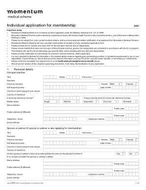 Fillable Online Individual Application For Membership Medical Aid