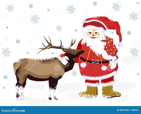 Santa Claus And Deer Royalty Free Stock Image - Image: 6851526