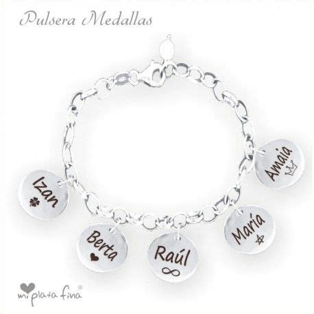 Pulsera Medallas Con Nombres Grabados Joyas Personalizadas Pulseras