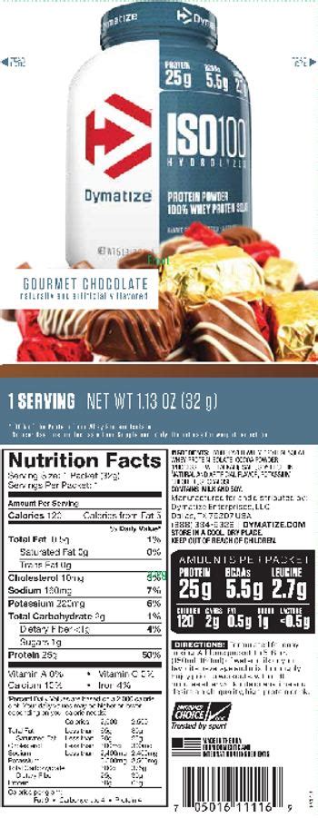 Dymatize ISO100 Hydrolyzed Gourmet Chocolate 1 13 Oz S 32 0 Gram S