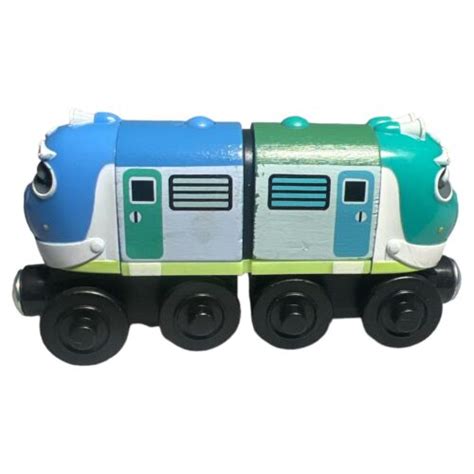 Chuggington Wooden Railway Engine Train Toot And Hoot Tomy White Blue