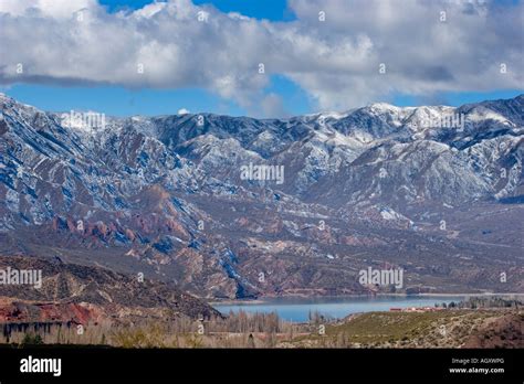 Embalse Potrerillos Mendoza Argentina Water Reservoir And Mountains