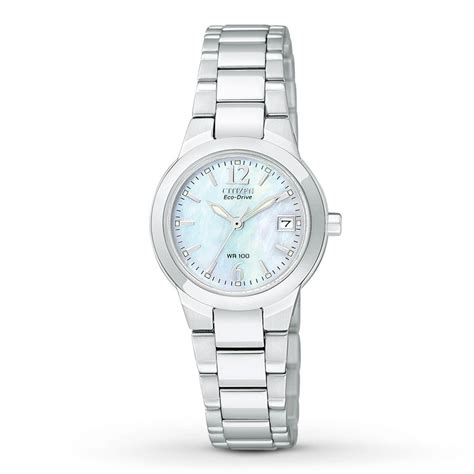 This Ladies Citizen Eco Drive Watch Has A Mother Of Pearl Dial And A Swarovski® Crystal Bezel