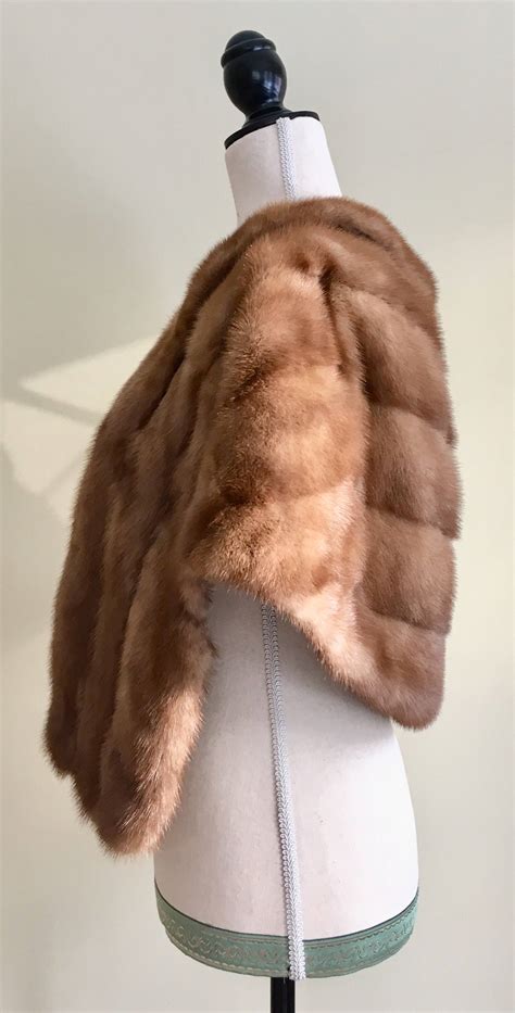 Mink Fur Capelet Shrug Stole Short Cropped Bolero Vintage 50s Style