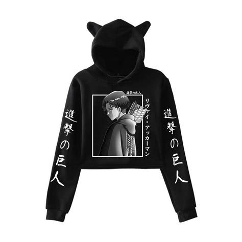 2022 Fashion Attack On Titan Hoodies Anime Levi Ackerman Print Sweatshirts Women Cat Ear