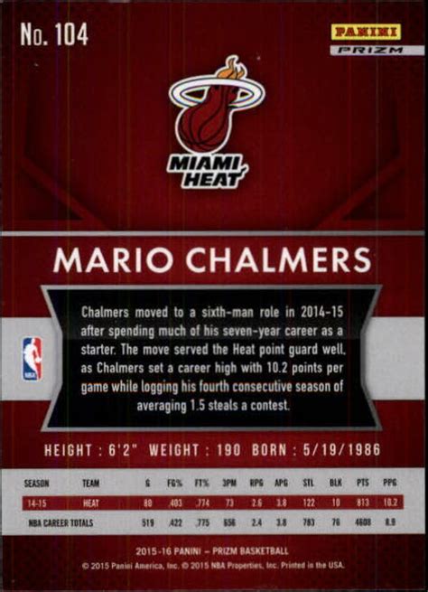 Panini Prizm Prizms Green Miami Heat Basketball Card Mario