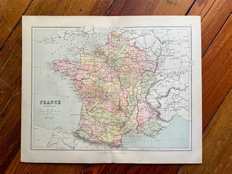 1875 Map Of France Antique Maps Provinces Of France 1800s Atlas Map