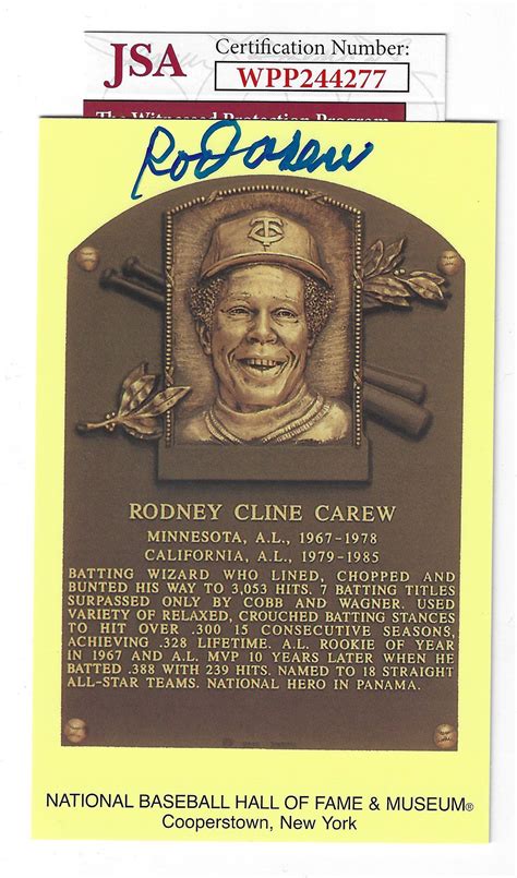 Autographed Rod Carew Hall of Fame Gold Plaque JSA - Main Line Autographs