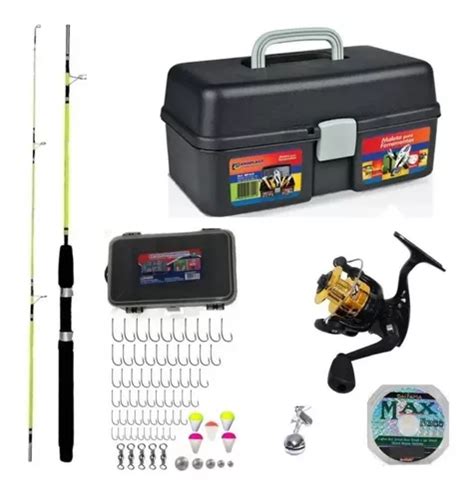 Kit Pesca Maleta Vara Molinete Linha Completo Itens Parcelamento