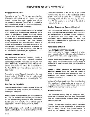 Fillable Online Revenue Wi Ic A Instructions For Form Pw