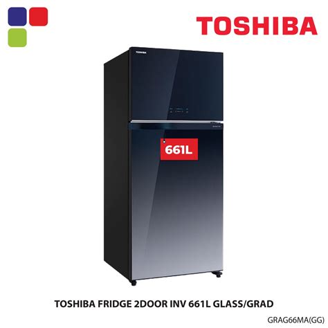 Toshiba Fridge 2door Inv 661l Glassgrad Grag66magg Kemudi Timur