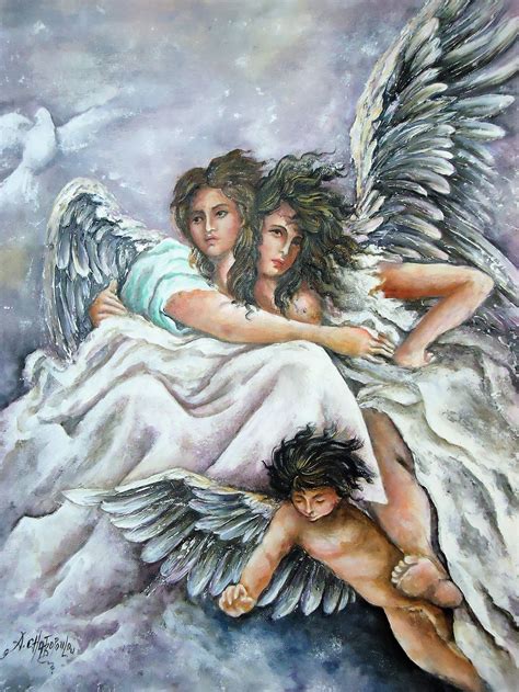 Three Angels Original Angel Painting Acrylic Painting on - Etsy