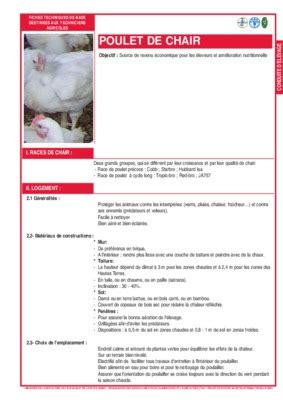 Fiche Technique Poulet De Chair Pdf Notice Manuel D Utilisation