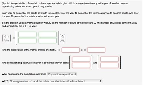 Solved Point In A Population Of A Certain Uni Sex Chegg