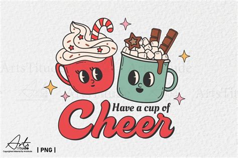 Retro Christmas PNG Have a Cup of Cheer