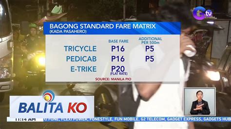 Bagong Fare Matrix Para Sa Mga Pedicab Tricyle At E Trike Inilabas