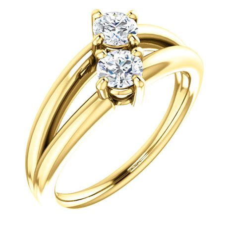 Kt Yellow Gold Ct Two Stone Diamond Split Ring Jj Y