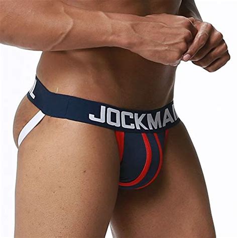 JOCKMAIL Mens Underwear Bikini Jockstrap Underwear For Men G String Thong XXL Naveblue In