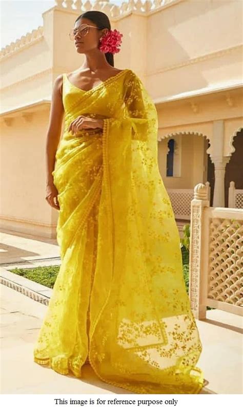 Buy Bollywood Sabyasachi Inspired Yellow Net Saree In Uk Usa And Canada