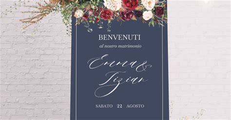 Cartello Di Benvenuto Matrimonio Verticale Marsala