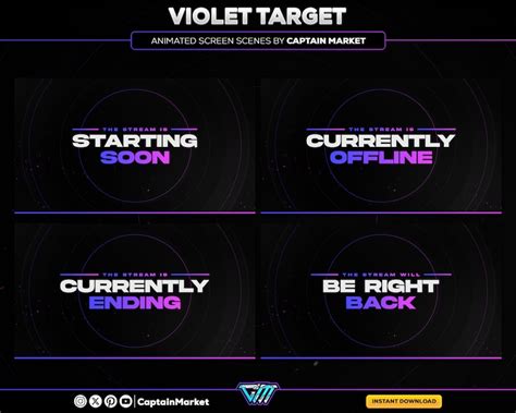 Violet Animated Stream Overlay Package For Twitch Youtube Kick Modern