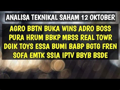 Analisa Saham Hari Ini Agro Buka Wins Adro Real Bbyb Bbkp Toys Bgtg