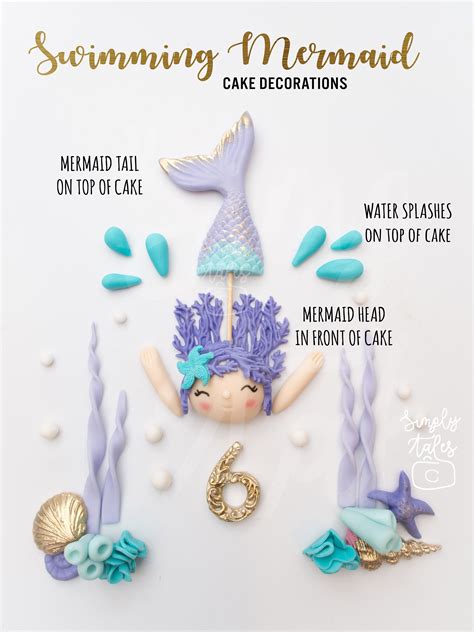 44 Edible Mermaid Tail Fondant Cake Topper Girl Birthday Etsy