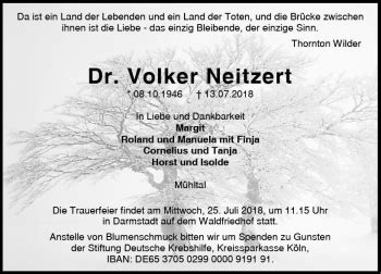 Traueranzeigen Von Volker Neitzert Vrm Trauer De