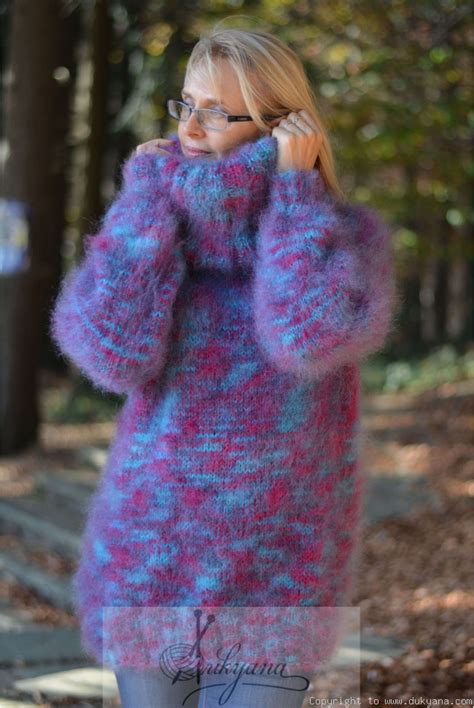 Handknit Warm And Silky Mohair Turtleneck Sweater T107