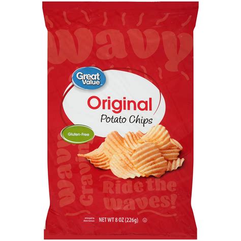 Great Value Gluten Free Wavy Original Potato Chips 8 Oz