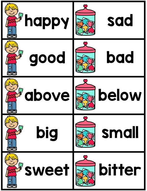 Synonym And Antonym Matching Cards February LITERACY CENTER Made By