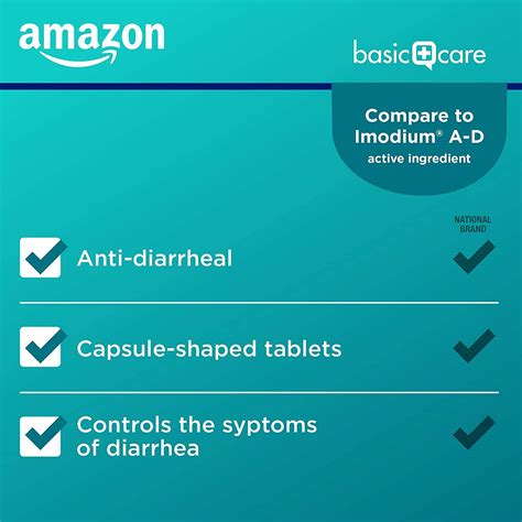 Amazon Basic Care Loperamide Hydrochloride Tablets 2 Mg 24 Count Anti