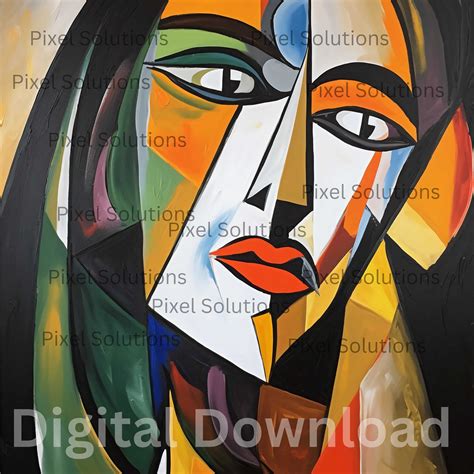 Abstract Woman Face Painting Printable Wall Art Colorful Wall Poster Abstract Face Home Decor