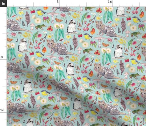 Quoll In Duck Egg Fabric Spoonflower