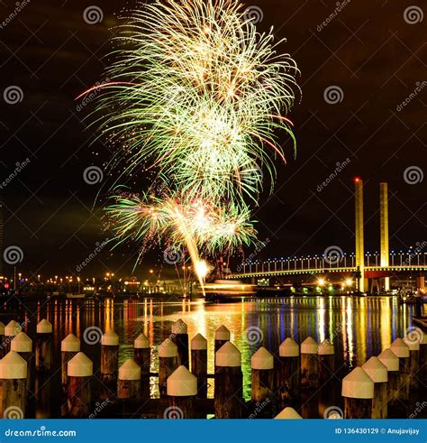 Winter Fireworks stock image. Image of melbourne, banner - 136430129