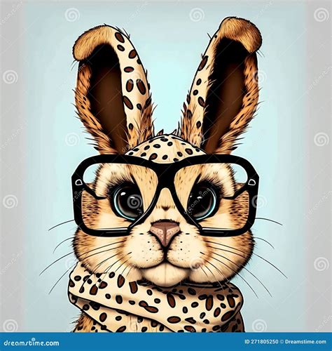 Adorable Bunny Sporting A Leopard Bandana And Glasses Ai Generated