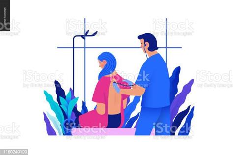 Medical Tests Blue Illustration Auscultation Stock Illustration