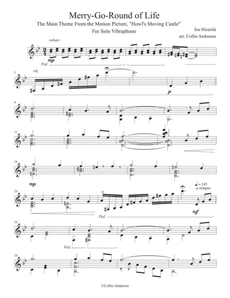 Merry Go Round Of Life Arr Collin Anderson By Jo Hisaishi Sheet